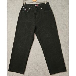 Vintage Tommy Hilfiger Baggy Jeans Mens 32x34 1997 Black Denim Wide Leg USA Made